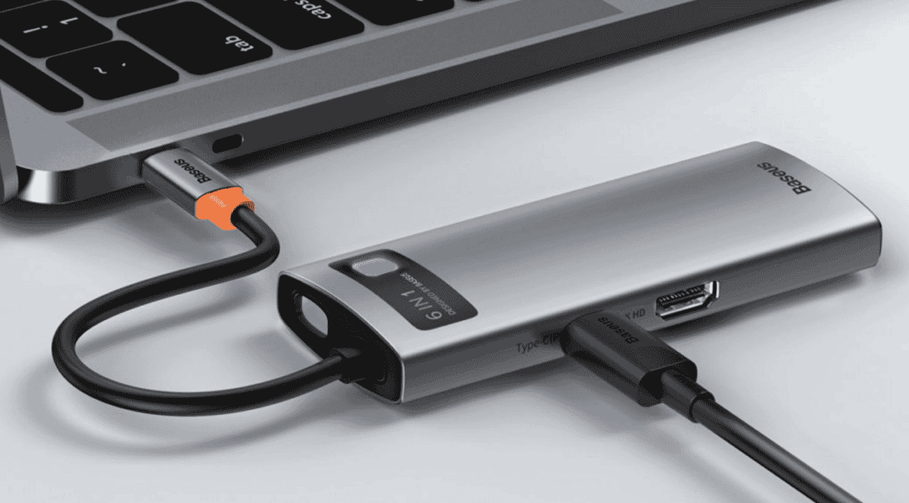 Baseus Metal Gleam 6 i 1 USB C Hubb till dator -