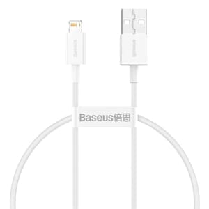 Baseus Superior Snabbladdare USB-A till Lightning Kabel, 2.4A, 2m - Vit