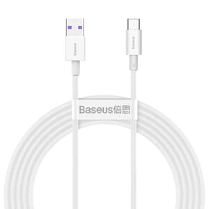Baseus Superior Snabbladdare USB-A till USB-C Kabel 66W 2m - Vit