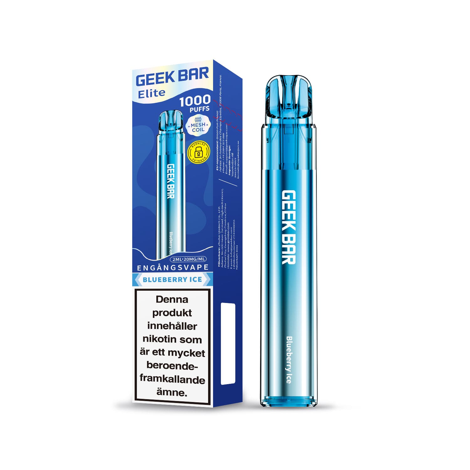 GEEK BAR Elite 1000 - Blueberry Ice (20 mg, Engångs vape)
