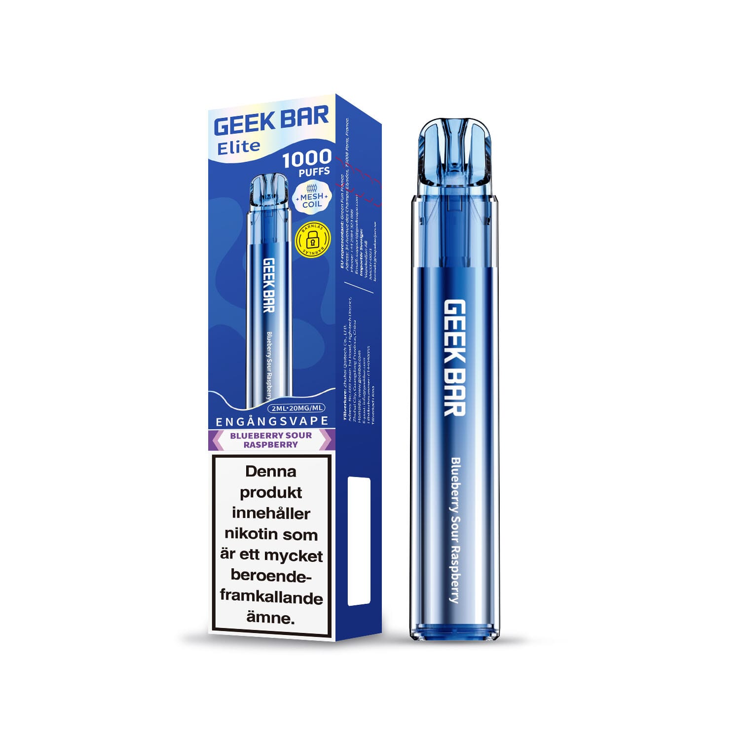 GEEK BAR Elite 1000 - Blueberry Sour Raspberry (20 mg, Engångs vape)