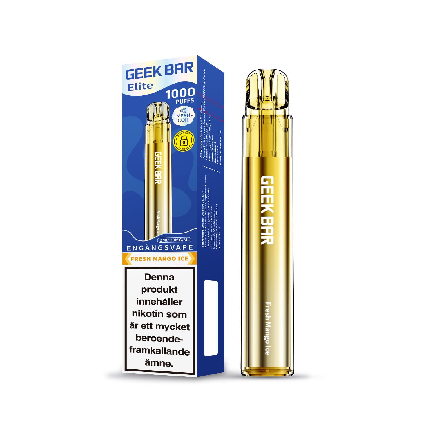 GEEK BAR Elite 1000 - Fresh Mango Ice (20 mg, Engångs vape)