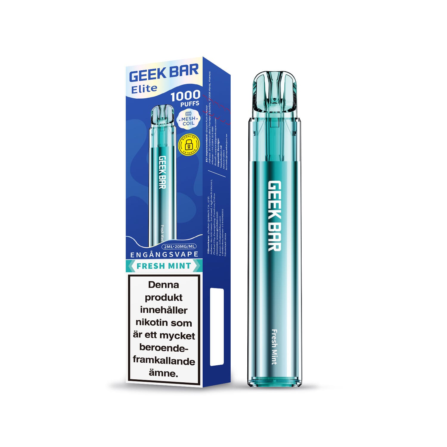 GEEK BAR Elite 1000 - Fresh Mint (20 mg, Engångs vape)
