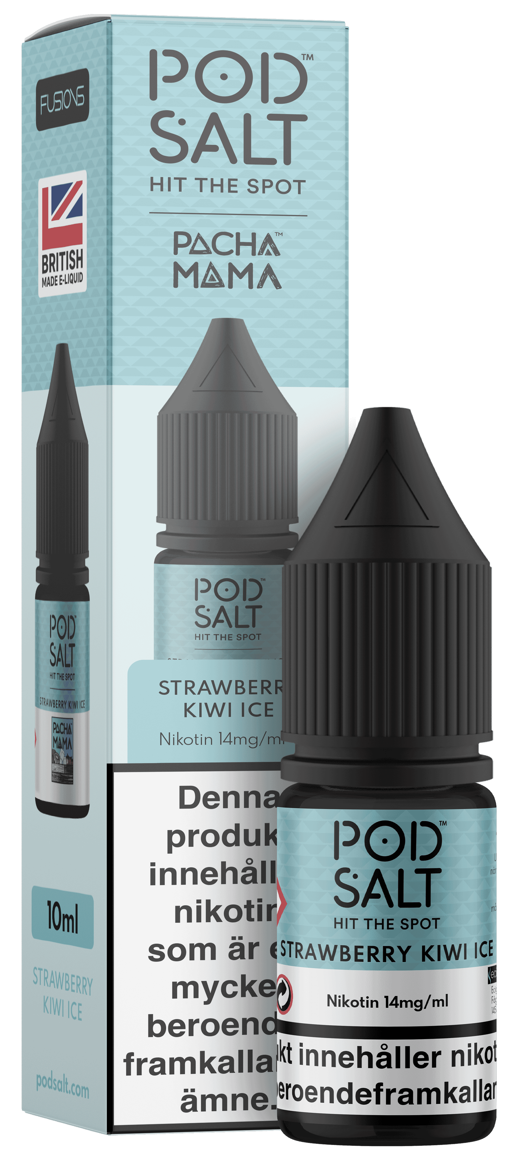 Pod Salt Fusions - Pachamama Strawberry Kiwi Ice (10 ml, 14 mg, Nikotinsalt)