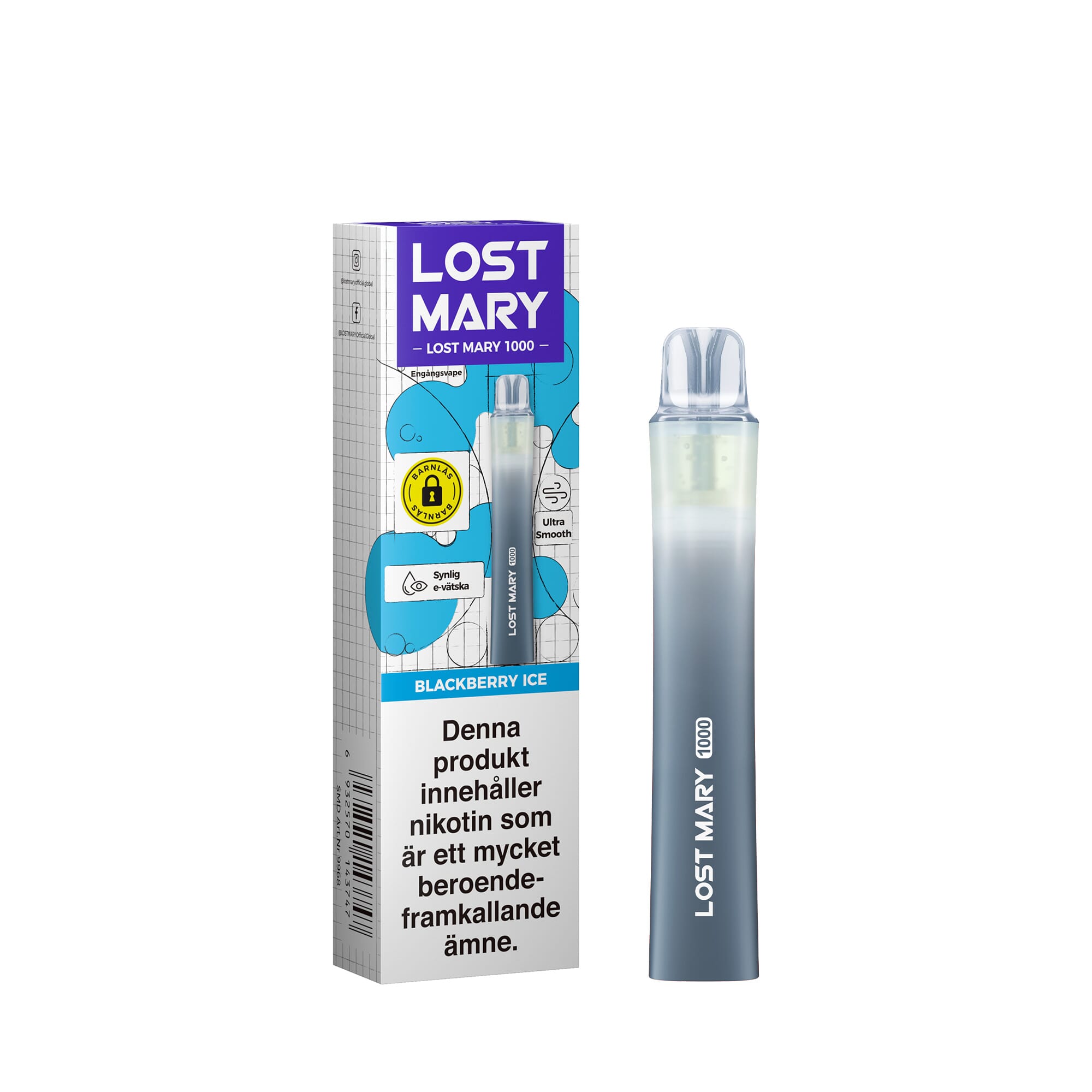 Lost Mary LM1000 - Blackberry Ice (20 mg, Engångs vape)