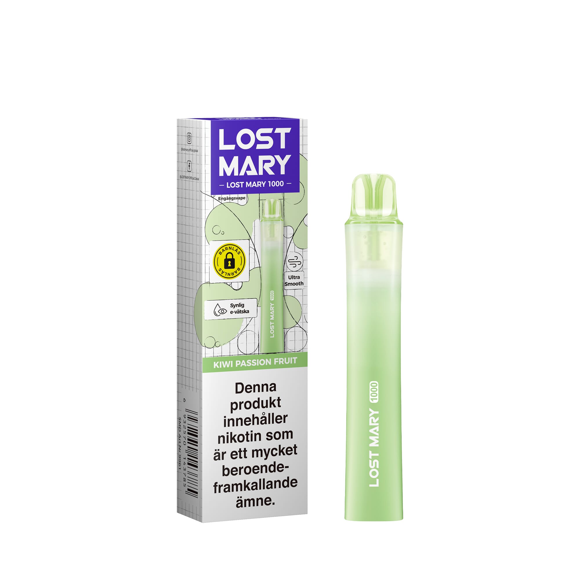 Lost Mary LM1000 - Kiwi Passion Fruit (20 mg, Engångs vape)
