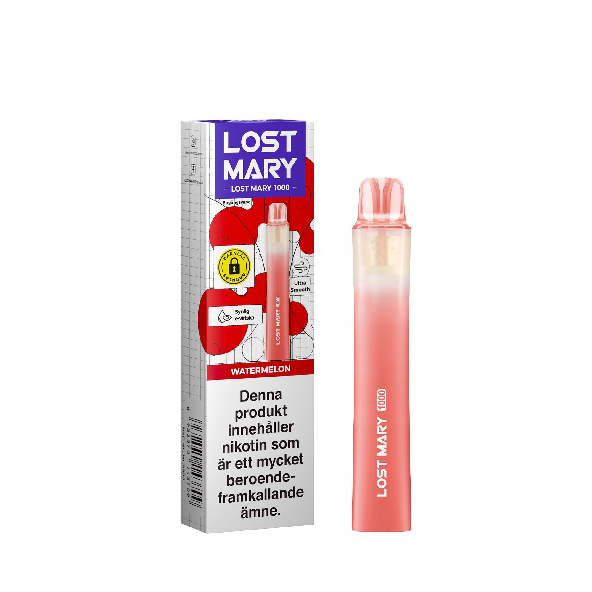 Lost Mary LM1000 - Watermelon (20 mg, Engångs vape)