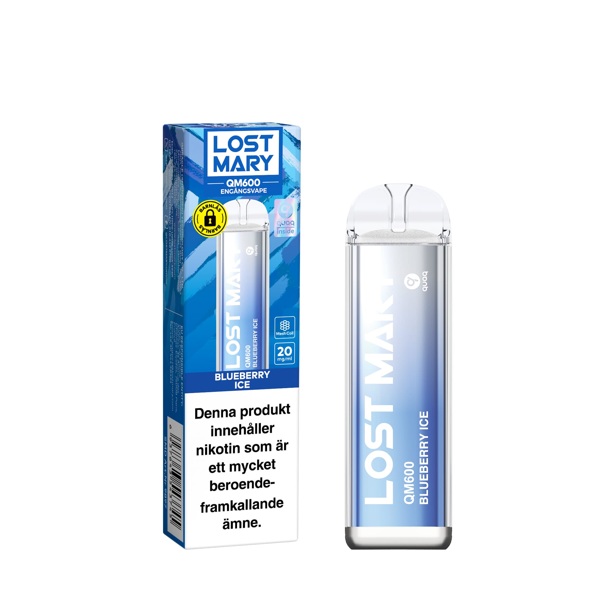 Lost Mary QM600 - Blueberry Ice (20 mg, Engångs vape)