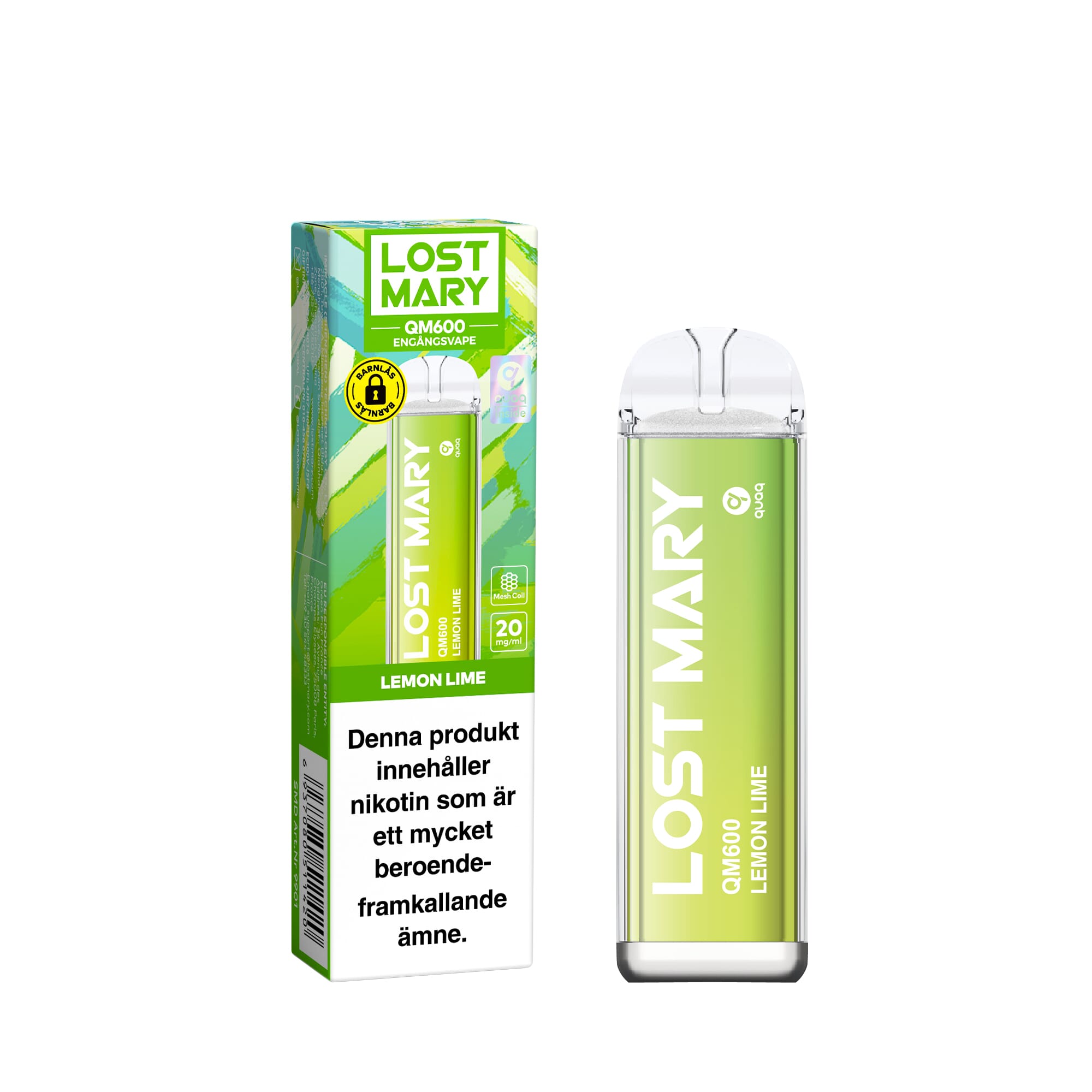 Lost Mary QM600 - Lemon Lime (20 mg, Engångs vape)