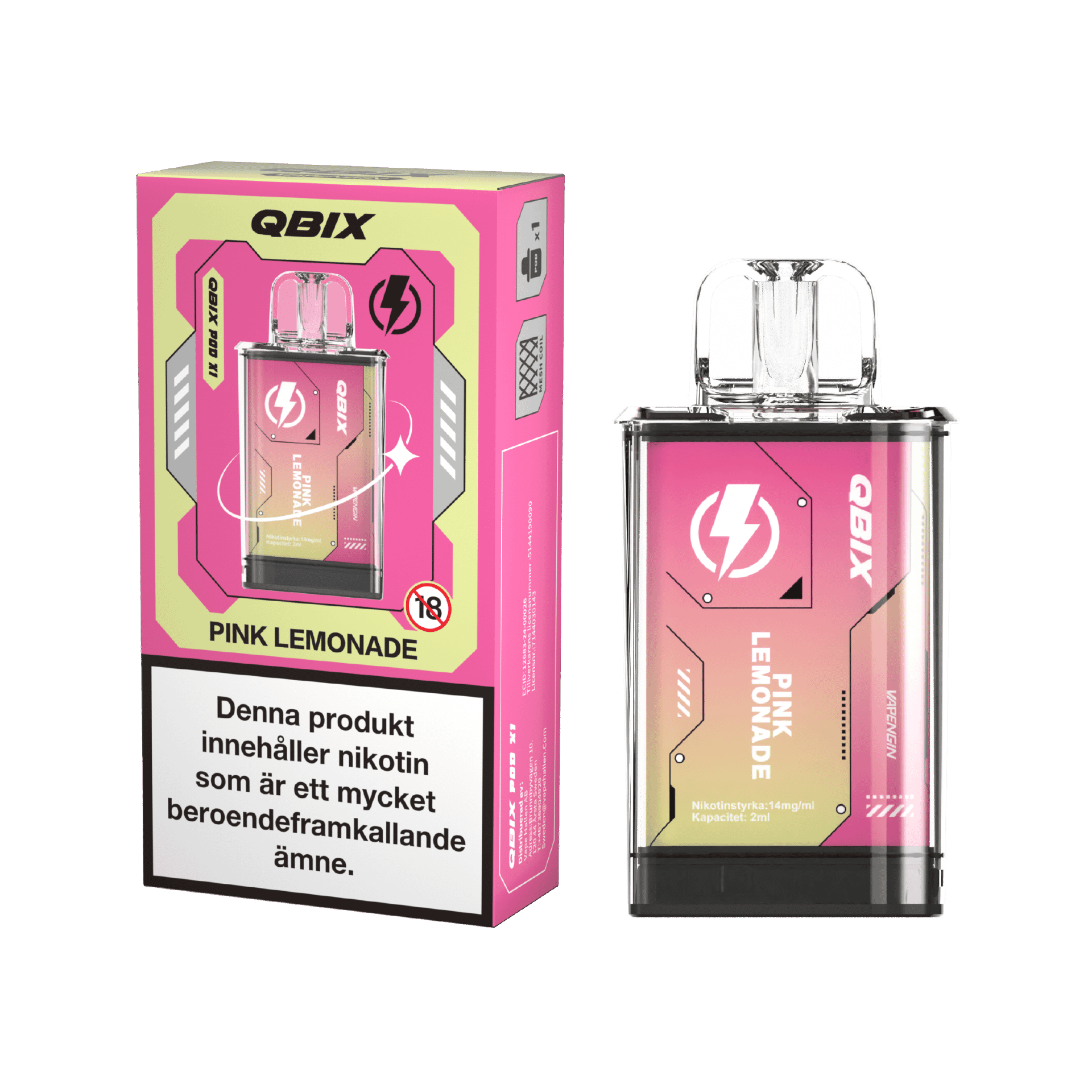 QBIX Pod - Pink Lemonade (14 mg, Engångspod)